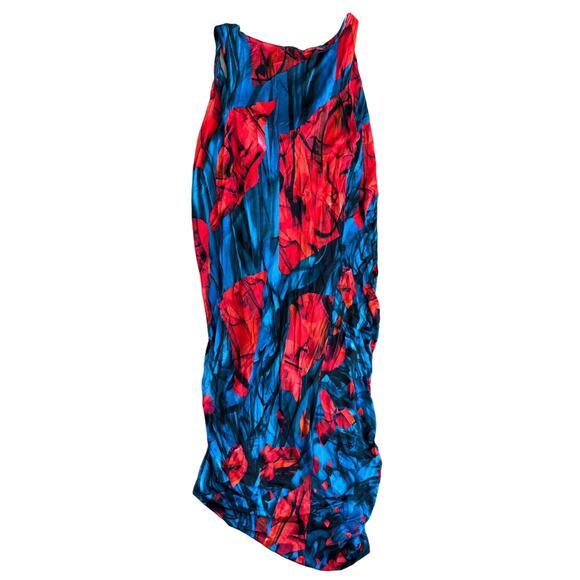 Peter Pilotto Abstract Colorful Glam Asymmetrical Red/Blue Viscose Dress, Size 8 - Picture 2 of 8